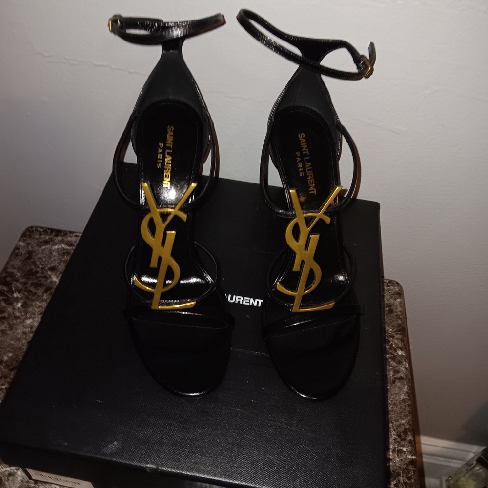 Yves Saint Laurent Cassandra YSL Medallion Stiletto Sandals W EU41-US10 New/Box